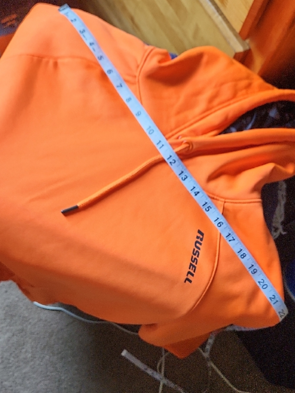 Russell Athletic High-Visibility Orange Hoodie - Picture 7 of 7